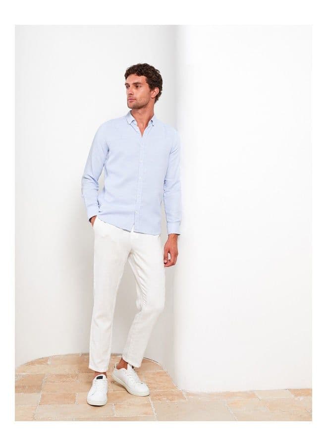 Slim Fit Long Sleeve Dobby Men's Shirt 3