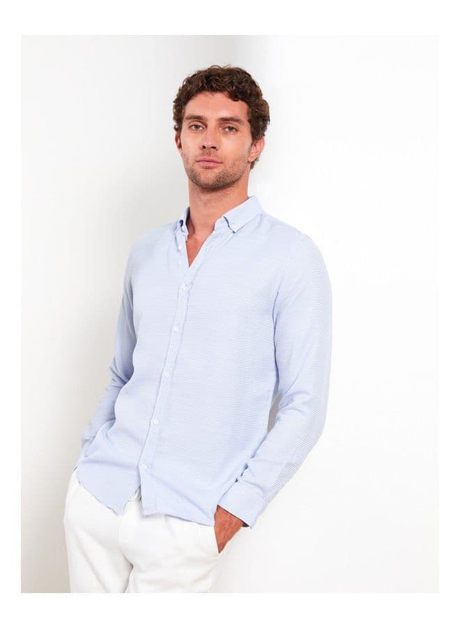 Slim Fit Long Sleeve Dobby Men's Shirt 2