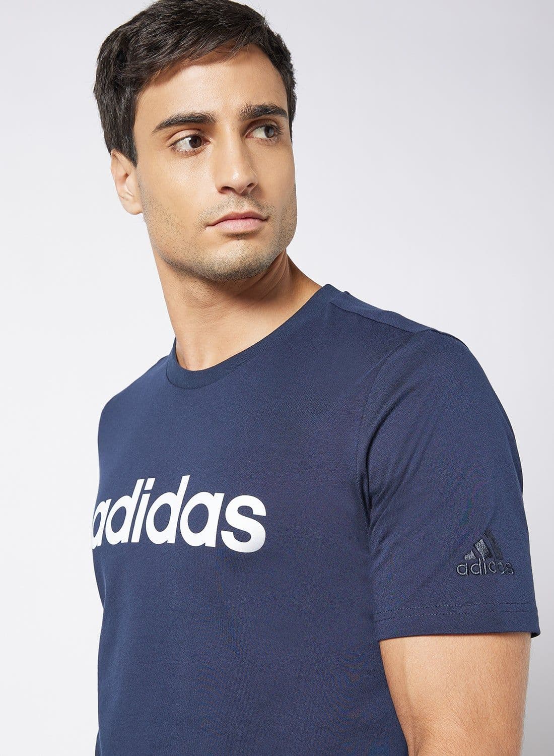 Essentials Embroidered Linear Logo T-Shirt Navy 4